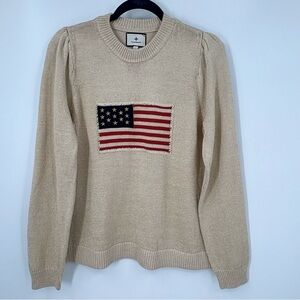 Tuckernuck Americana Puff Sleeve Metallic Sweater New without tags - flag